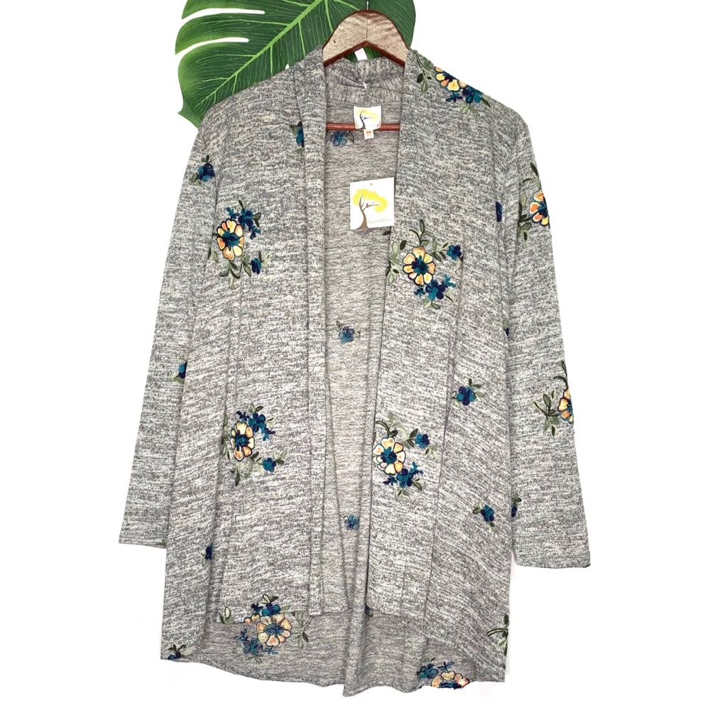 Fig & Flower Knit Cardigan Sweater